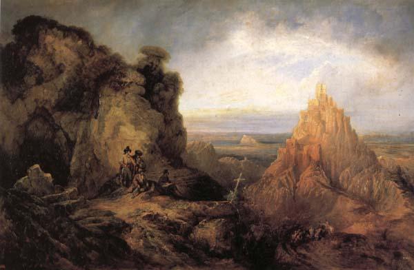Jenaro Perez Villaamil GTaucin Castle oil painting picture
